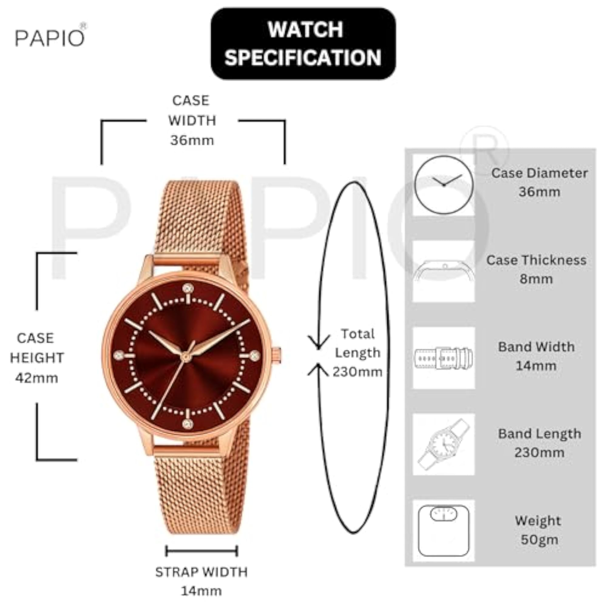 Luxury Women's Analog Watch with Rose Gold Mesh Strap